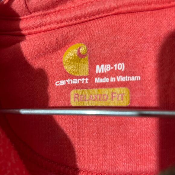 Carhartt Salmon Pink Long Sleeve‎ Hoodie Jacket Womens Medium Pink Relaxed Fit - Picture 3 of 7